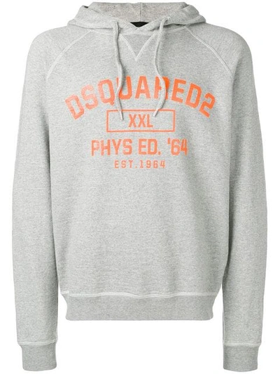 Dsquared2 Varsity Logo Hooded Sweatshirt In Grey