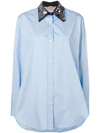 N°21 Oversized Sequin-collar Shirt In Blue