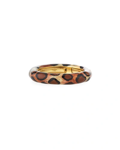 Adolfo Courrier Jungle Leopard Enamel Ring W/ Diamonds