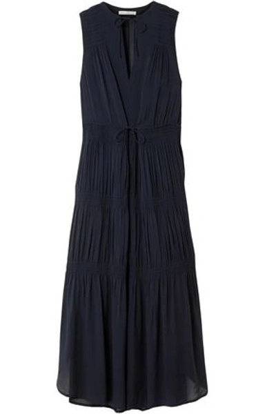 James Perse Woman Tiered Gathered Mousseline Midi Dress Navy