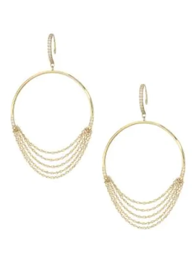 Celara 14k Yellow Gold & Diamond Frontal Wire Hoop Earrings