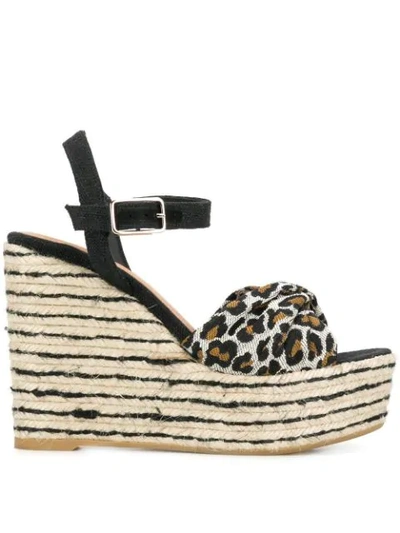 Castaã±er Castañer Leopard Wedge Sandals - 黑色 In Black