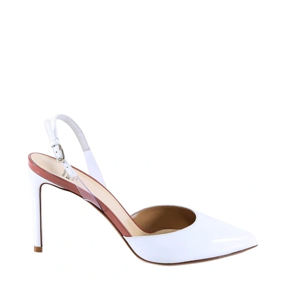 Francesco Russo Patent Leather Slingbacks In White