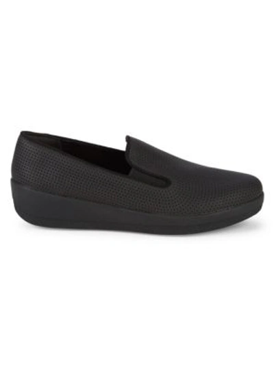 Fitflop Superskate Perforated Loafers In Black