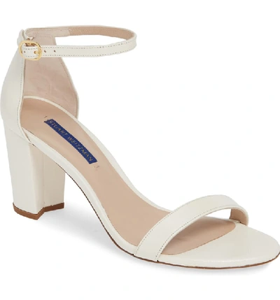 Stuart Weitzman Nearlynude Textured Patent City Sandals In Cream Caviar Patent