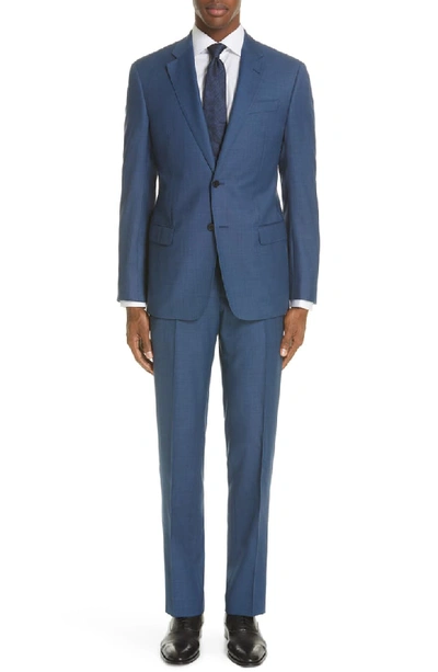 Emporio Armani Men's G Line Super 130s Wool Sharkskin Two-piece Suit In Blue