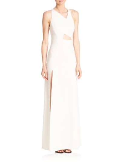 Halston Heritage Crepe Cutout Gown In Chalk