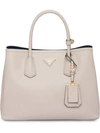 Prada Saffiano Double Bag In Grey