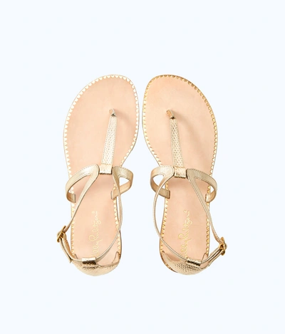 Lilly Pulitzer Heather T-strap Sandal In Gold Metallic