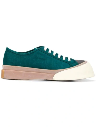 Marni Wedge Toe Sneakers In Green