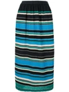 Coohem Striped Rib Knit Skirt In Blue