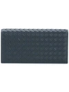 Bottega Veneta Light Tourmaline Intrecciato Continental Wallet In Blue