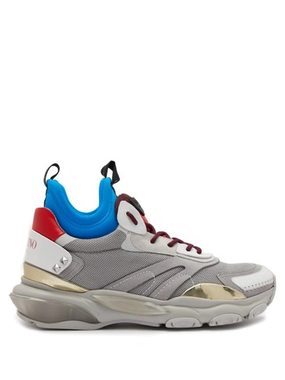 Valentino Men's Bounce Colorblock High-top Lace-up Sneakers In White