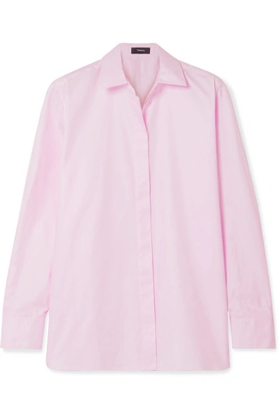 Theory Cotton-poplin Shirt In Pastel Pink