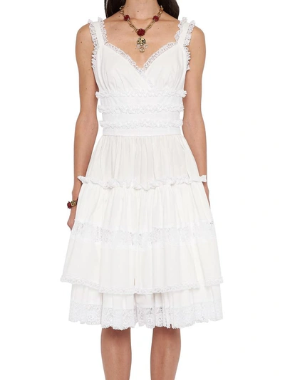 Dolce & Gabbana Lace Mini Dress In White