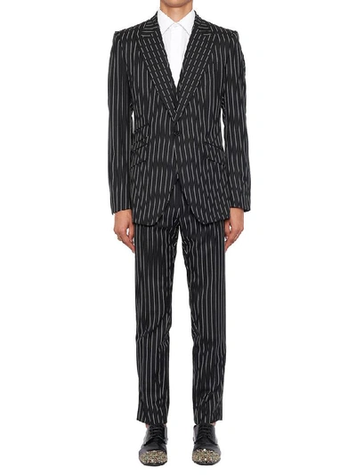 Dolce & Gabbana Sicilia Three Piece Pinstriped Suit In Black