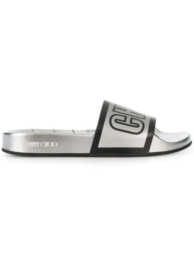 Jimmy Choo Metallic Printed Rubber Slides