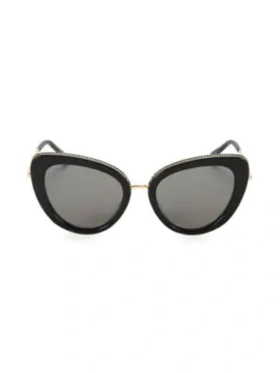 Stella Mccartney 50mm Chain-embellished Separated Cat Eye Sunglasses In Black