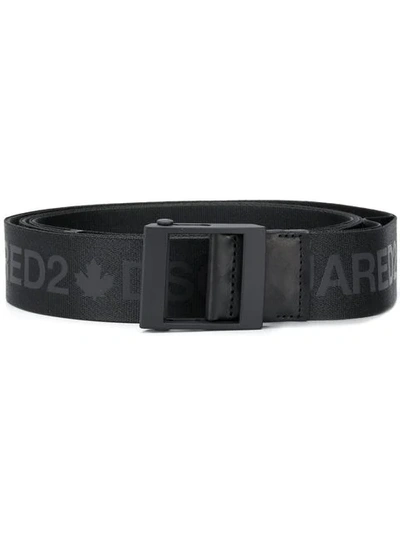 Dsquared2 Logo Printed Belt In Black