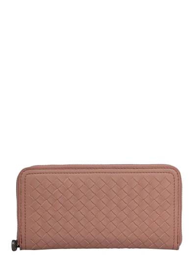 Bottega Veneta Zip-around Leather Wallet In Rose
