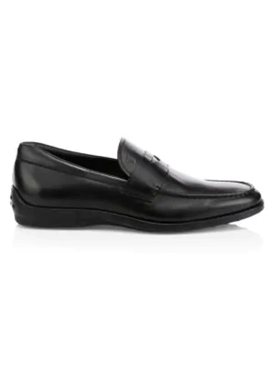 Tod's Loafers In Leather In Black