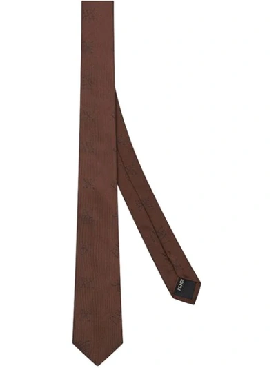 Fendi Letter Print Tie In Brown