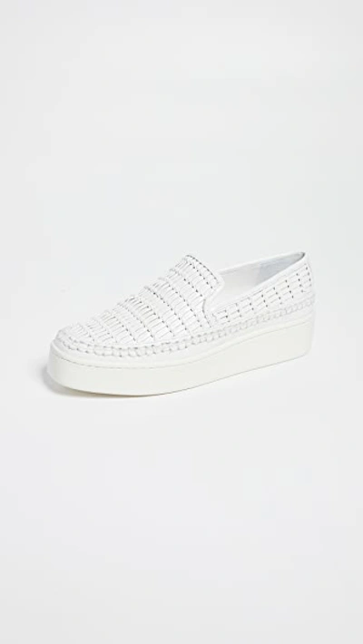 Vince Women's Stafford Woven Leather Platform Slip-on Sneakers In Off White