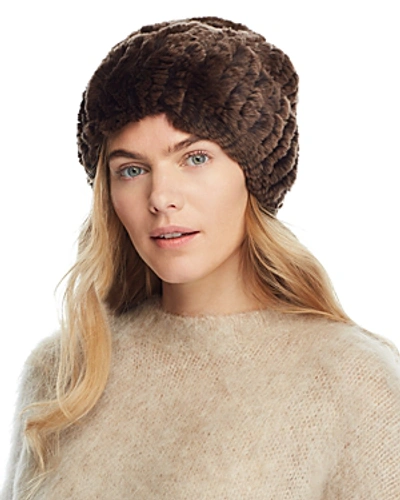 Surell Rabbit Fur Slouch Hat In Brown/light Brown