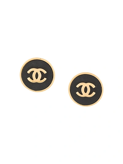 Pre-owned Chanel Vintage Cc Logos Button Earrings - 黑色