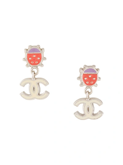 Pre-owned Chanel Vintage Cc Drop Earrings - 银色