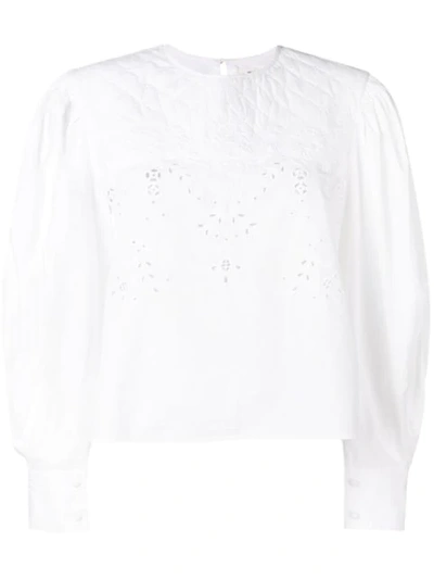 Isabel Marant Étoile Wona Embroidered Cotton-poplin Blouse In White