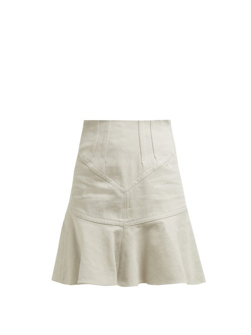 Isabel Marant Kelly Flutter Hem Cotton & Linen Skirt In Beige | ModeSens