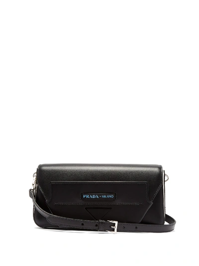 Prada Manuelle Leather Shoulder Bag In Black