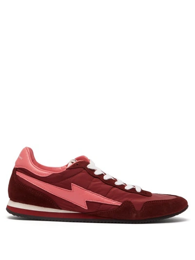 Isabel Marant Bustee Lightning-bolt Leather And Suede Trainers In Red