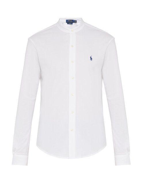 Polo Ralph Lauren Band Collar Cotton-PiquÉ Shirt In White | ModeSens