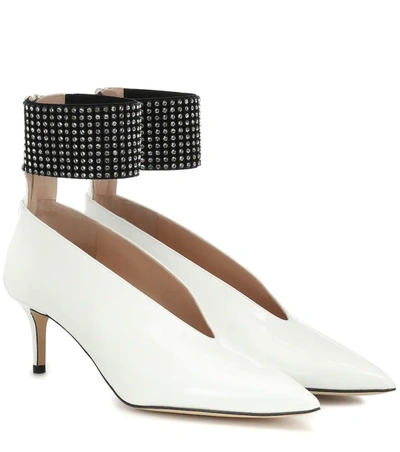 Christopher Kane Embellished Patent Leather Pumps In White
