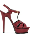 Saint Laurent Leather Tribute Sandals 105 In 2213 Cordovan