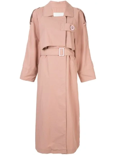 Walk Of Shame Belted Trench Coat In Pink