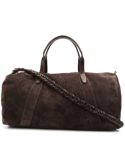 Ajmone Suede Barrel Bag In Brown