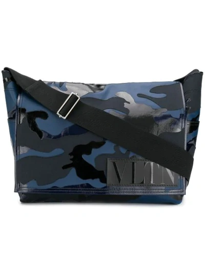 Valentino Garavani Vltn Camouflage Shoulder Bag In Blue