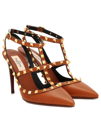 Valentino Garavani Rockstud T-strap Pump In Brown