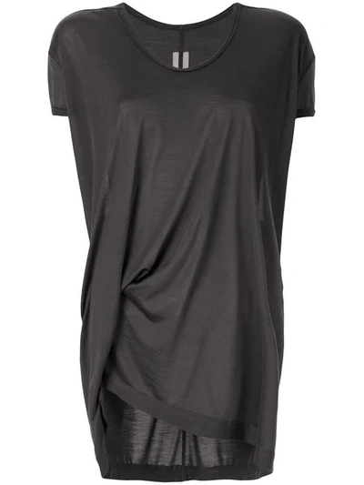 Rick Owens Asymmetric Ruched T-shirt In Grey