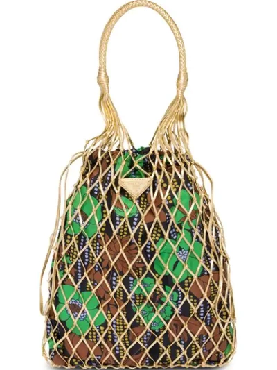 Prada Fabric Mesh Bag In F0yeo Gold/flower Print ModeSens