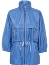 Prada Feather Nylon Rain Jacket In Blue