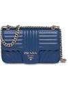 Prada Diagramme Leather Shoulder Bag In Blue