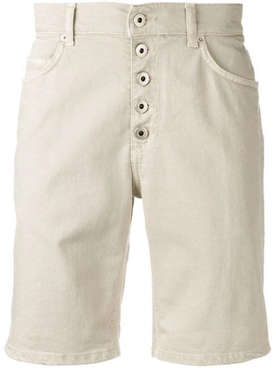 Dondup Short Denim Shorts In Neutrals