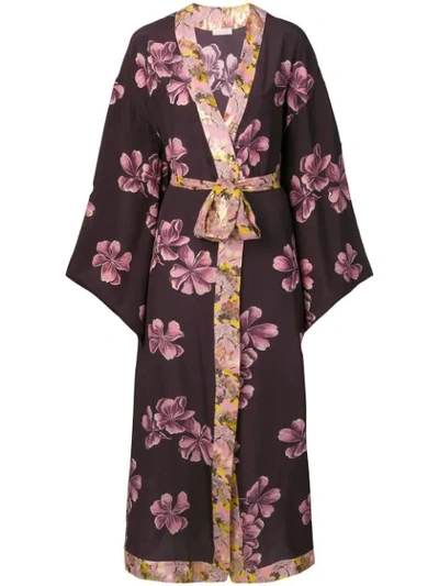 Anjuna Long Printed Kimono In Purple