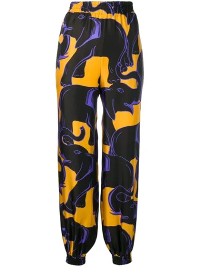 Lanvin Elephant Print Trousers In Black