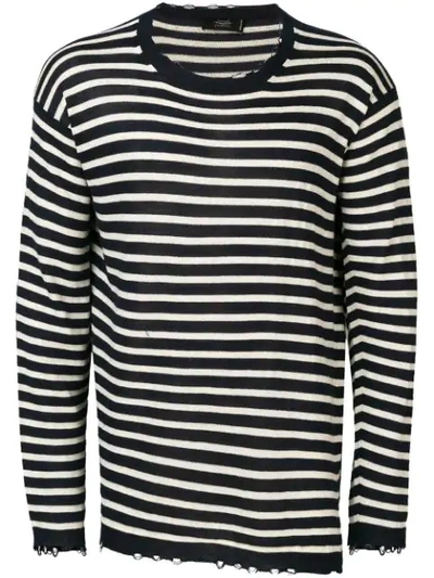 Maison Flaneur Striped Pullover In Blue