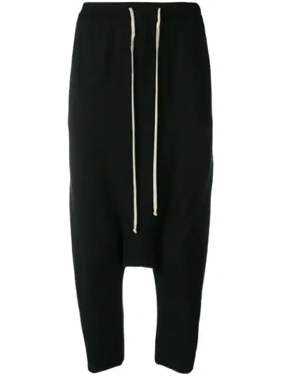 Rick Owens Dropped Crotch Track Trousers In Black